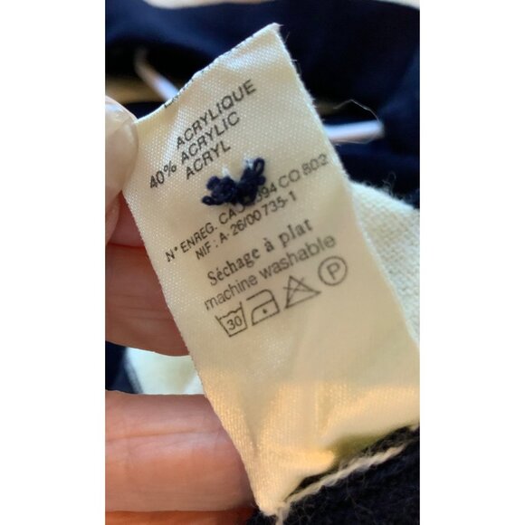 Rodier Paris  vintage womens cardigan/ jacket  navy white  wide stripe - Picture 8 of 11